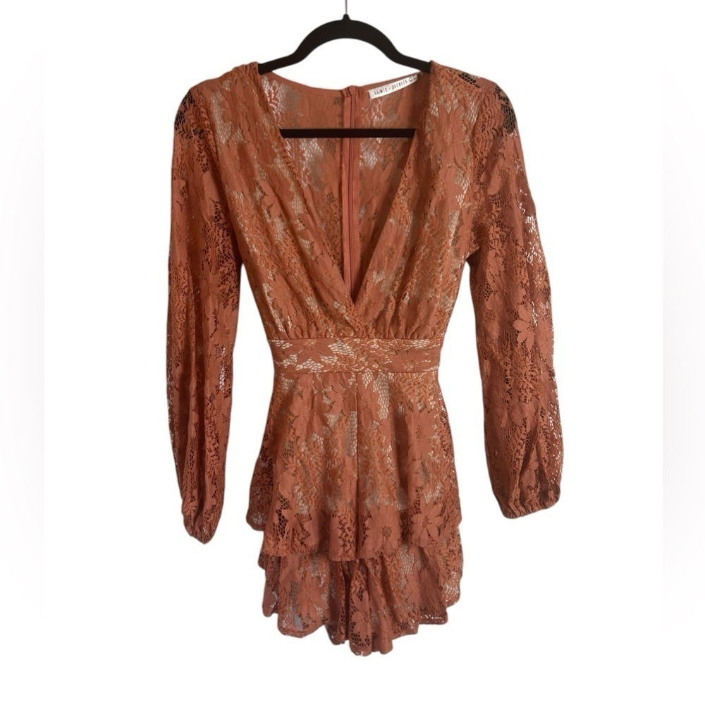Saints + Secrets Kennedy Lace Romper Rust with Nude Lining Women’s Size US Med